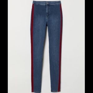 H&M Divided High Waisted Dark Wash Jeans w/ Stripe